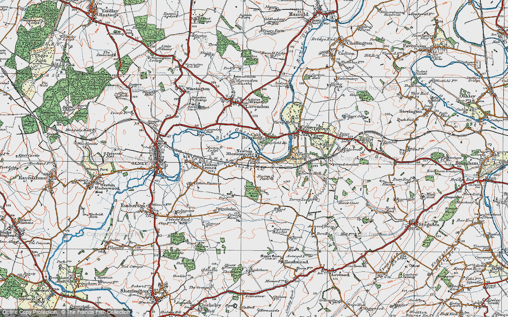 Old Map of Newton Blossomville, 1919 in 1919