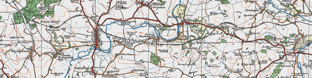Old map of Newton Blossomville in 1919
