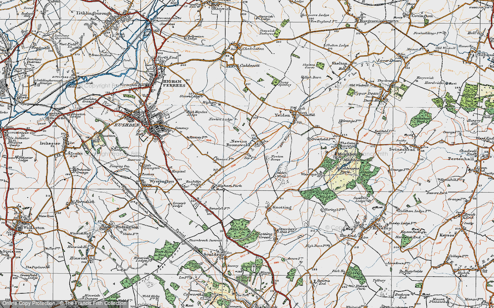 Old Map of Newton Bromswold, 1919 in 1919