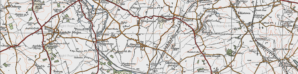 Old map of Newton Burgoland in 1921