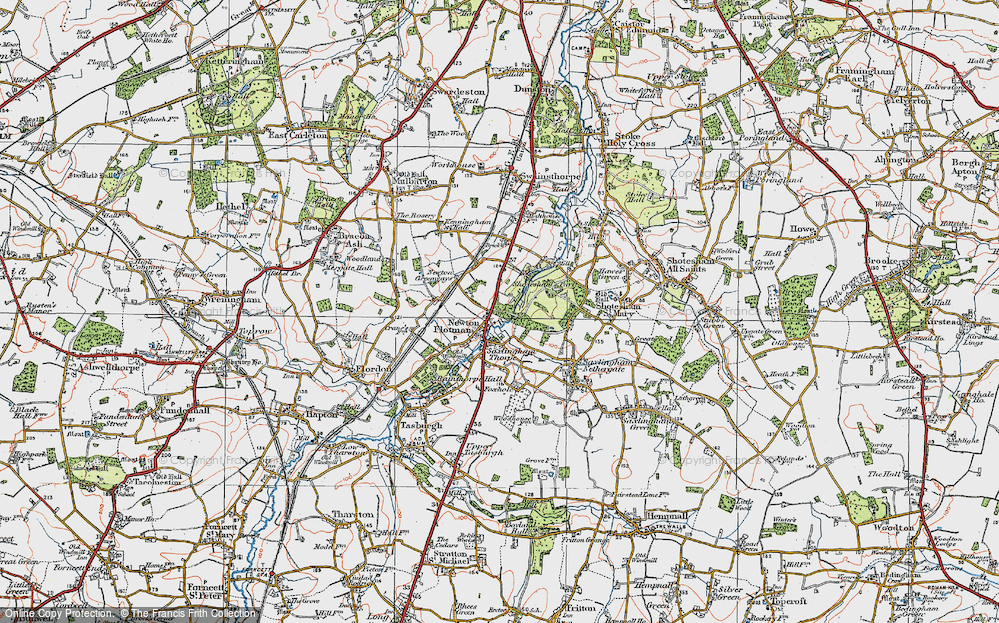 Old Map of Newton Flotman, 1922 in 1922