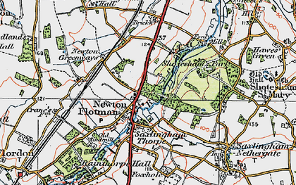 Old map of Newton Flotman in 1922