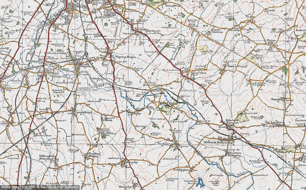 Old Map of Newton Harcourt, 1921 in 1921