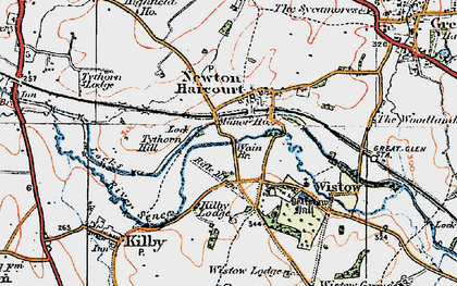 Old map of Newton Harcourt in 1921