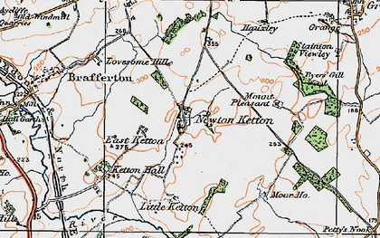 Old map of Newton Ketton in 1925