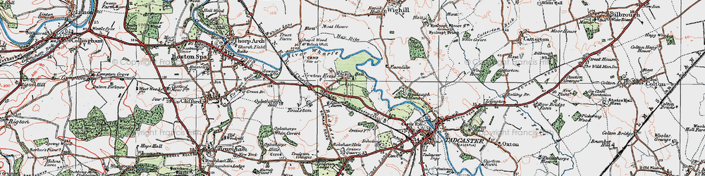 Old map of Newton Kyme in 1925