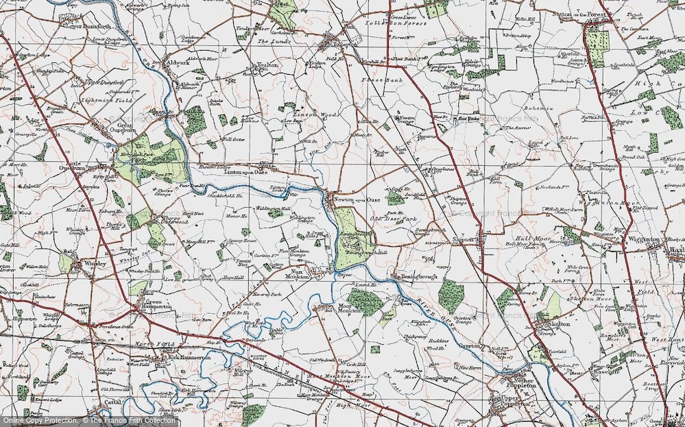 Old Map of Newton-on-Ouse, 1924 in 1924