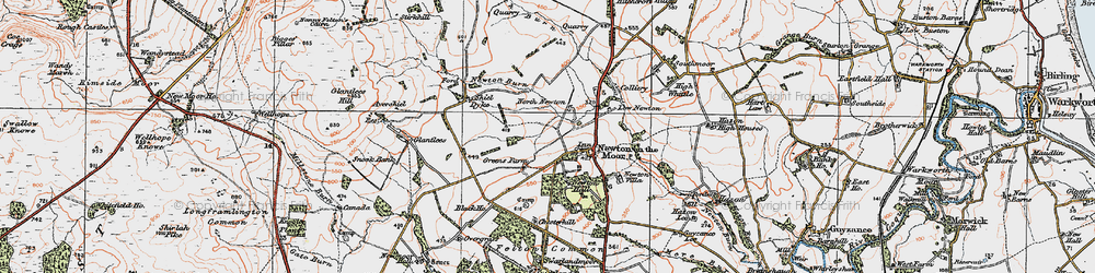 Old map of Newton on the Moor in 1925