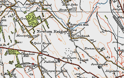 Old map of Newton Reigny in 1925