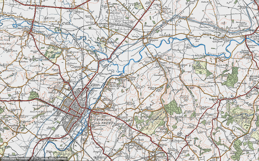 Old Map of Newton Solney, 1921 in 1921