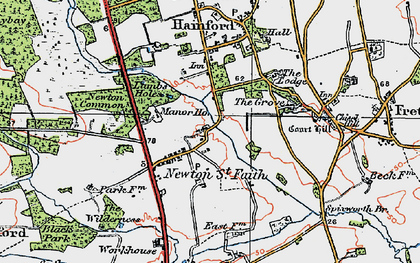 Old map of Newton St Faith in 1922