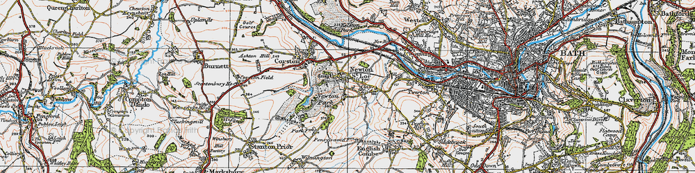 Old map of Newton St Loe in 1919