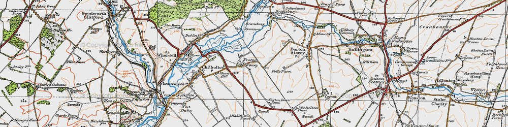 Old map of Newton Stacey in 1919