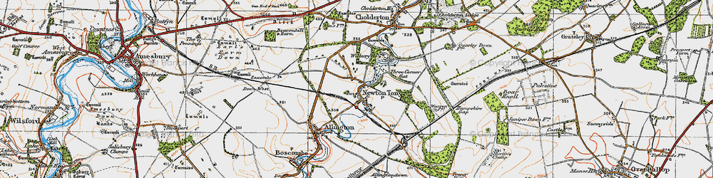 Old map of Newton Tony in 1919