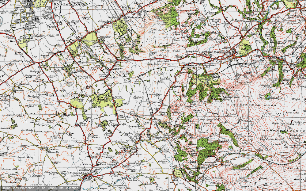 Old Map of Newton under Roseberry, 1925 in 1925