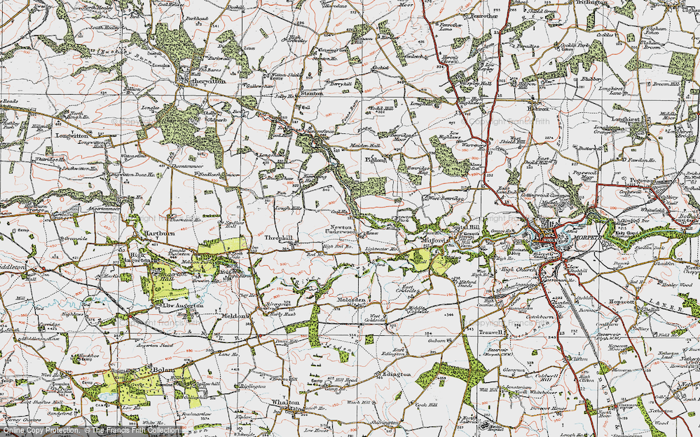 Old Map of Newton Underwood, 1925 in 1925