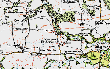 Old map of Newton Underwood in 1925