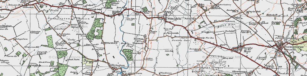 Old map of Newton upon Derwent in 1924
