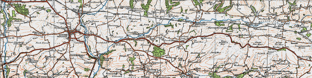 Old map of Aller in 1919