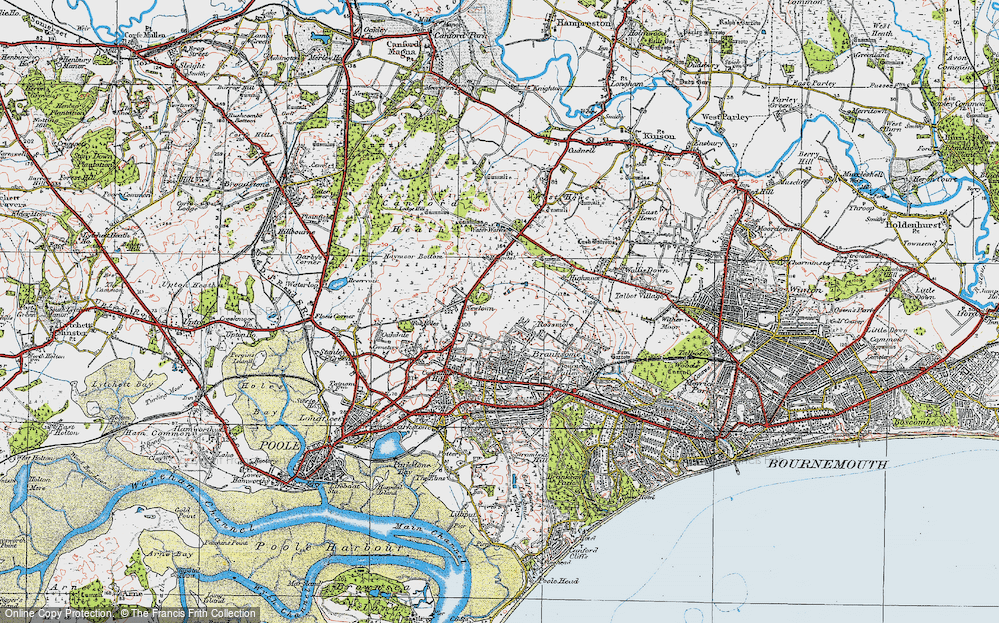 Old Map of Historic Map covering Poole in 1919