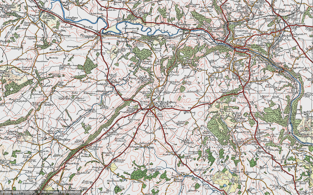 Old Map of Historic Map covering St Milburga's Priory in 1921