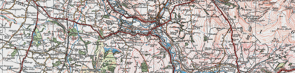 Old map of Broadhey Hill in 1923