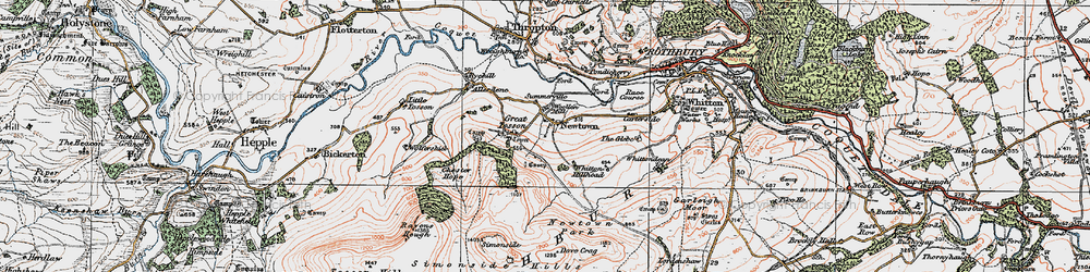 Old map of Whitton Hillhead in 1925