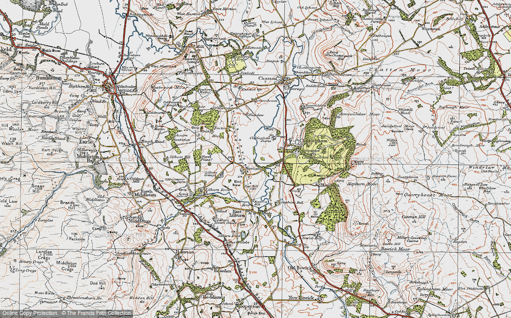 Old Map of Historic Map covering Lilburn Grange in 1926