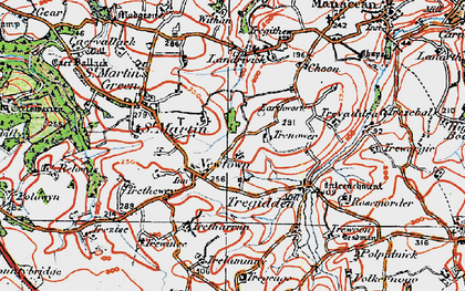 Old map of Withan in 1919