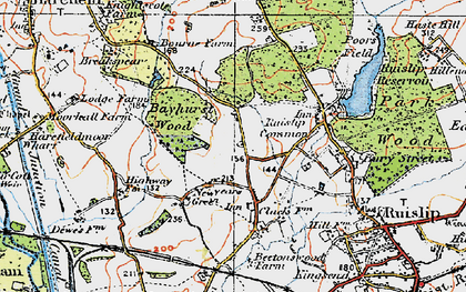 Old map of Newyears Green in 1920