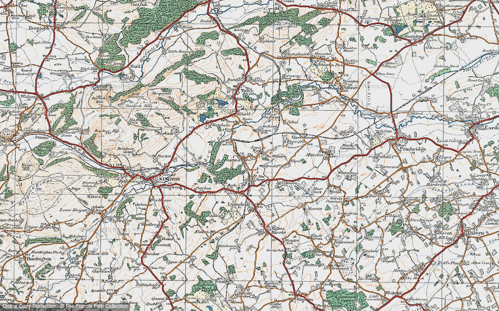 Old Map of Historic Map covering Lewis Wych in 1920