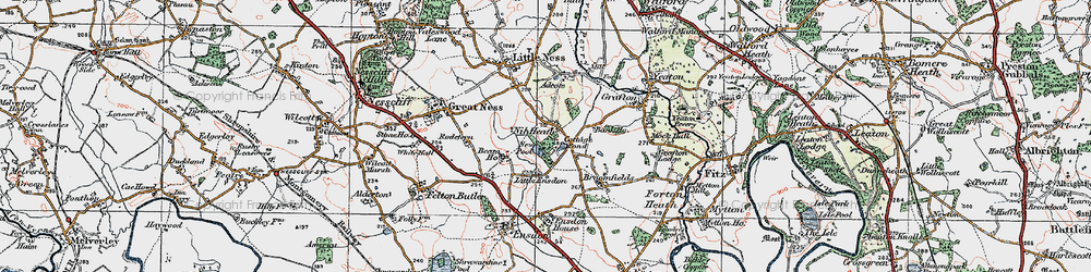 Old map of Little Ensdon in 1921
