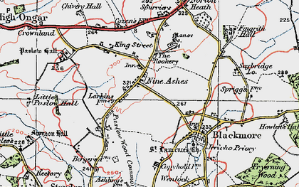 Old map of Nine Ashes in 1920