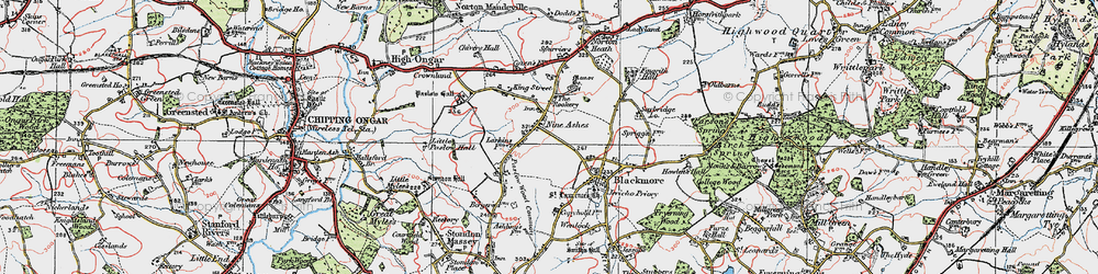 Old map of Nine Ashes in 1920