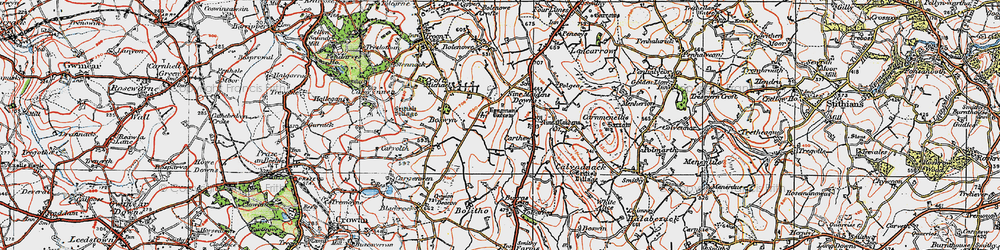 Old map of Nine Maidens Downs in 1919