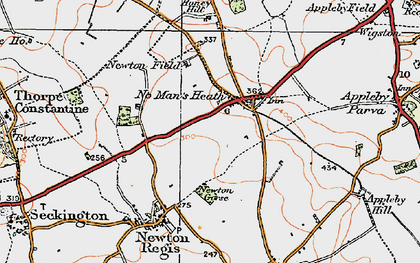 Old map of No Man's Heath in 1921