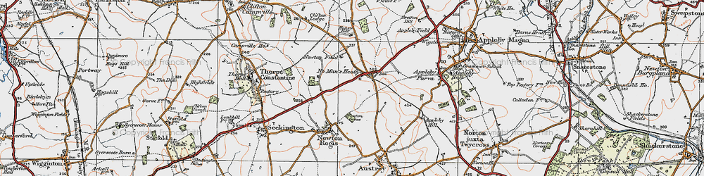 Old map of No Man's Heath in 1921