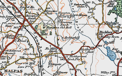 Old map of No Mans Heath in 1921