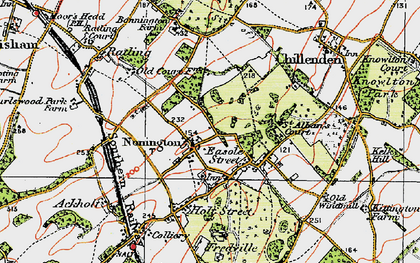Old map of Nonington in 1920