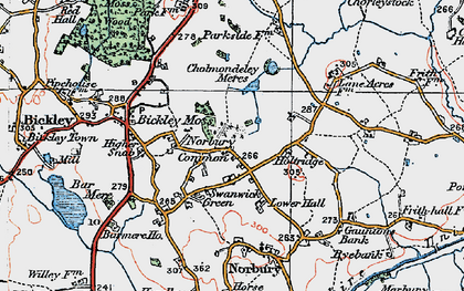 Old map of Norbury Common in 1921