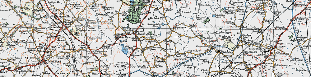 Old map of Norbury Common in 1921