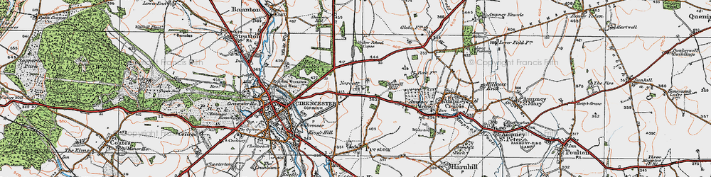 Old map of Norcote in 1919