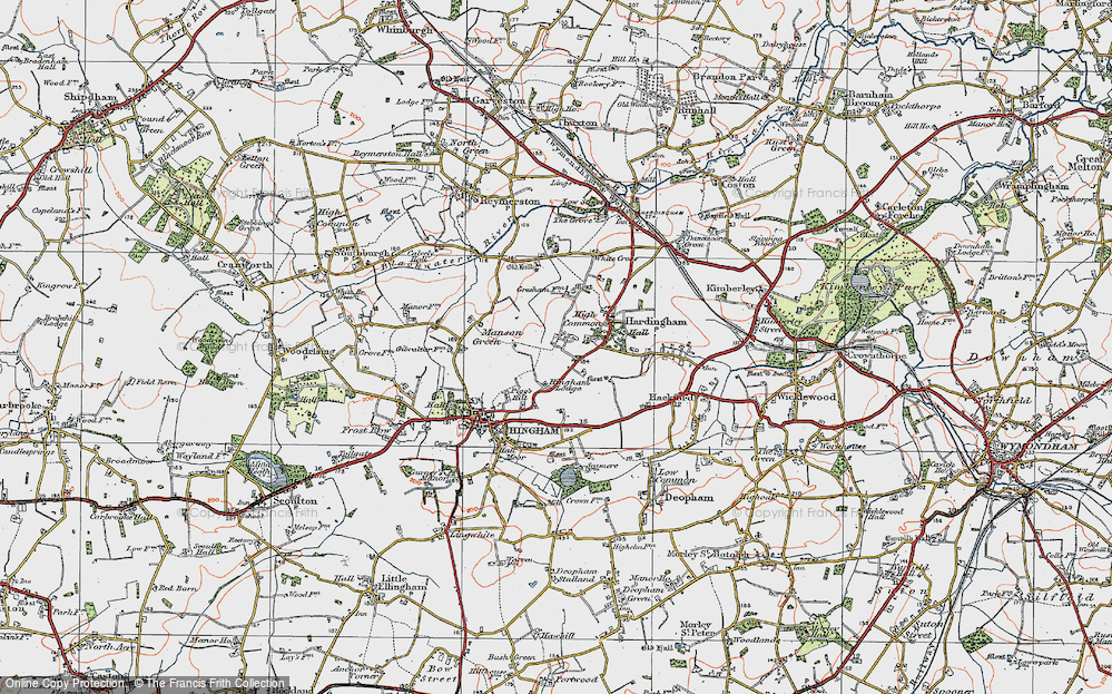 Old Map of Nordelph Corner, 1921 in 1921