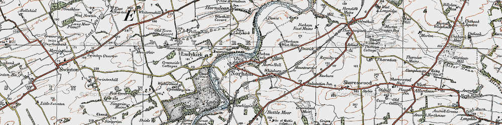 Old map of Norham in 1926