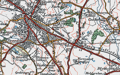 Old map of Normacot in 1921