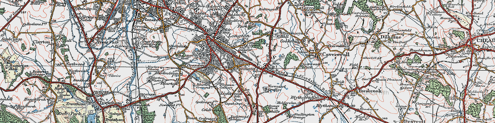 Old map of Normacot in 1921