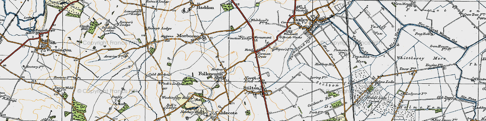 Old map of Norman Cross in 1920