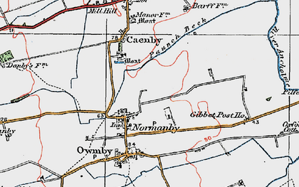 Old map of Normanby-by-Spital in 1923