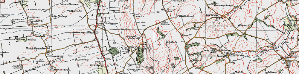 Old map of Normanby le Wold in 1923