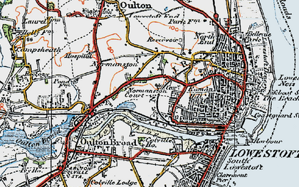 Old map of Normanston in 1921